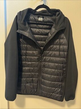NWOT 32° Men's Quilted Hybrid Hooded Jacket - Black